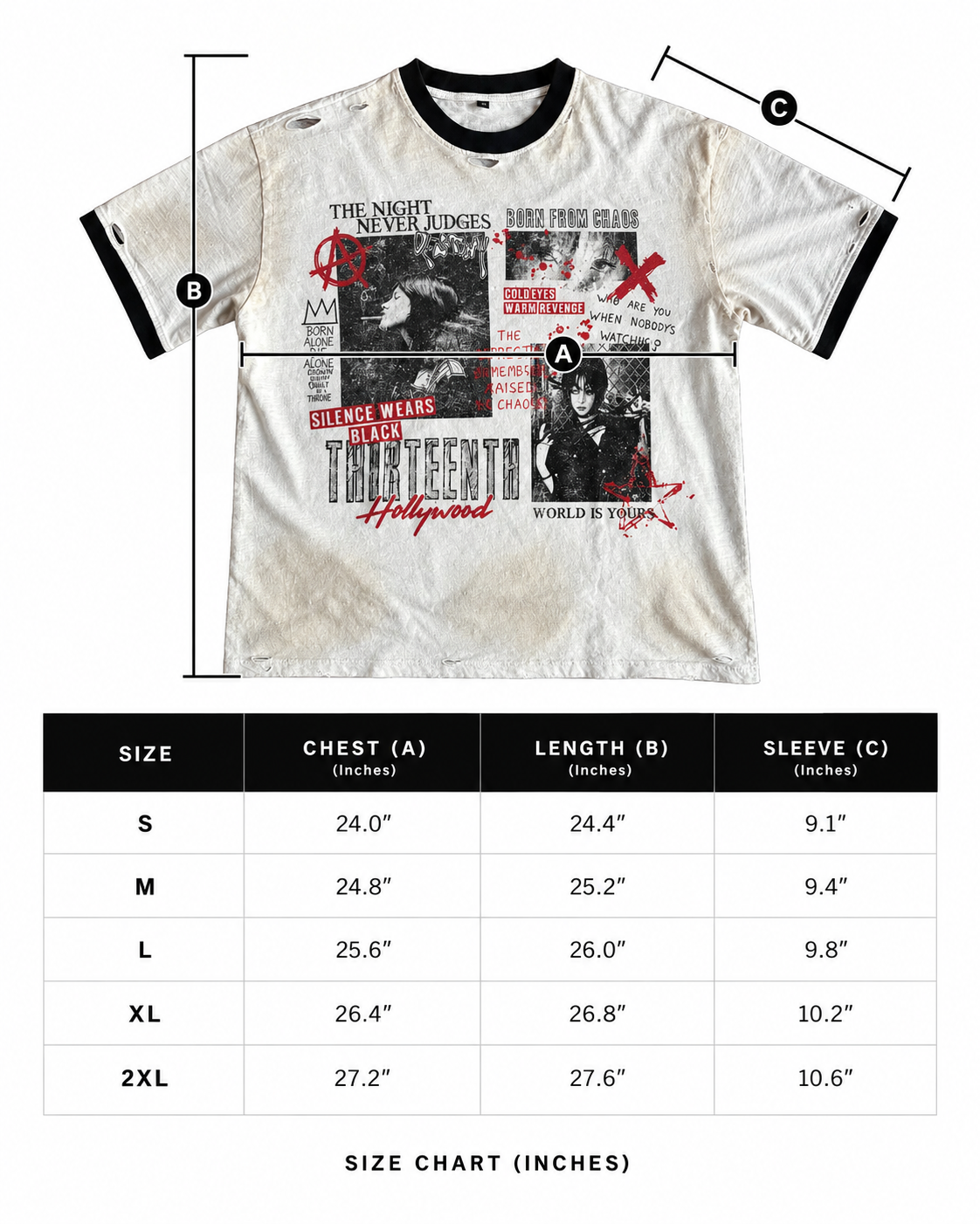 XIII BLACK CHAOS RINGER SHIRT